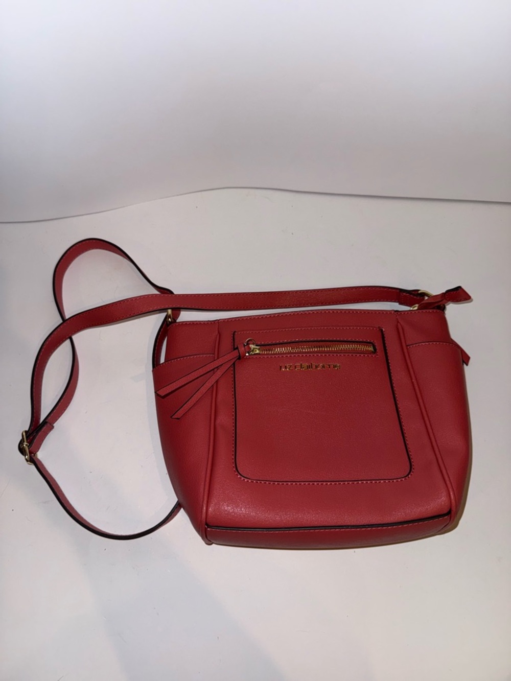Liz Claiborne Coral-Red Crossbody Bag with Front Zip Pocket